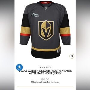 Like new! NHL Kids Vegas Golden Knights Jersey - Black and Gold